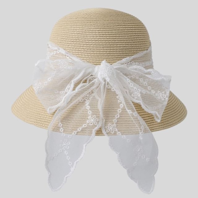 Hat Bow Straw Lace Sun