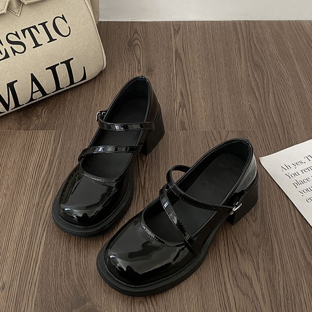 Pearl Block Jane Mary Faux Pumps Heel