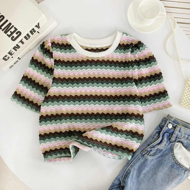 T-shirt à manches courtes et col rond avec blocs de couleurs