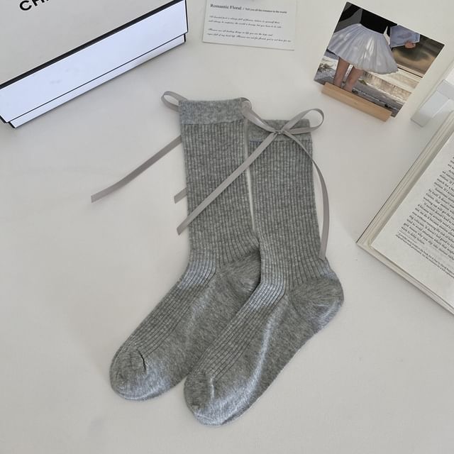 Ribbon Ribbed Socks