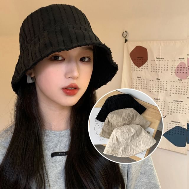 Bucket Hat Frayed Plain