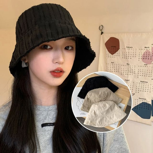 Bucket Hat Frayed Plain