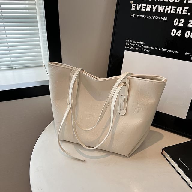 Faux Plain Tote Bag Leather