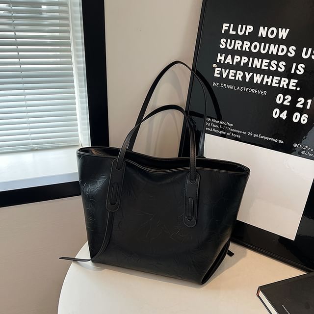 Faux Plain Tote Bag Leather