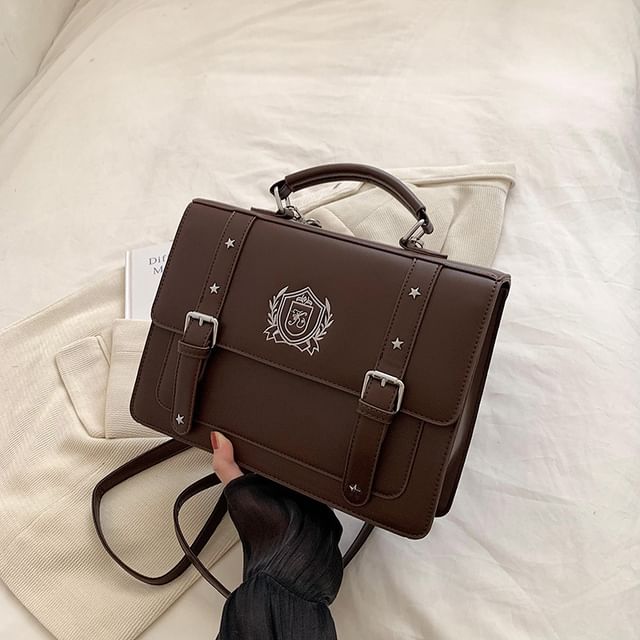 Backpack Faux Embroidered Studded Satchel Leather