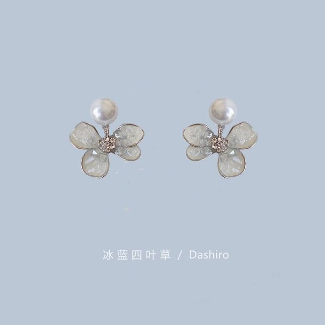 Pearl Faux Floral Earring Butterfly / Drop Alloy Crystal
