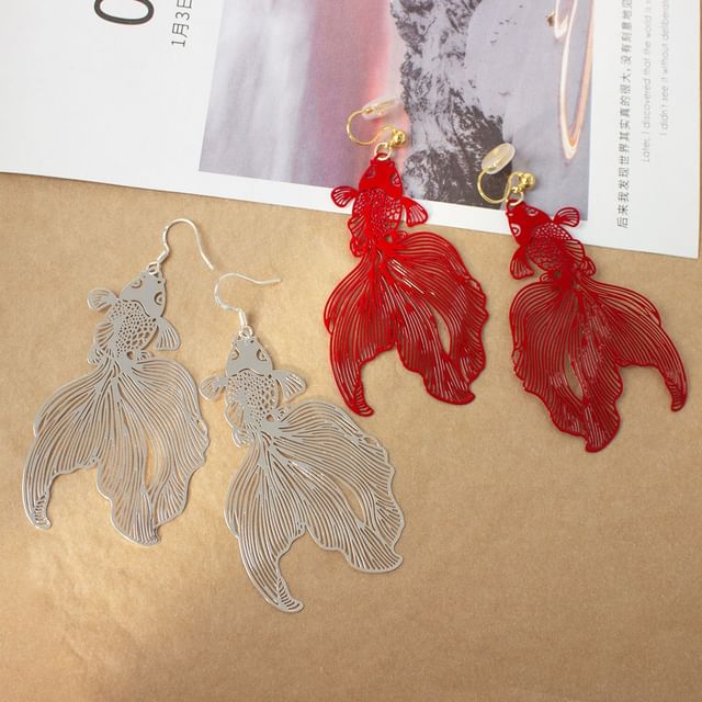 Fish Earrings Hollow Drop