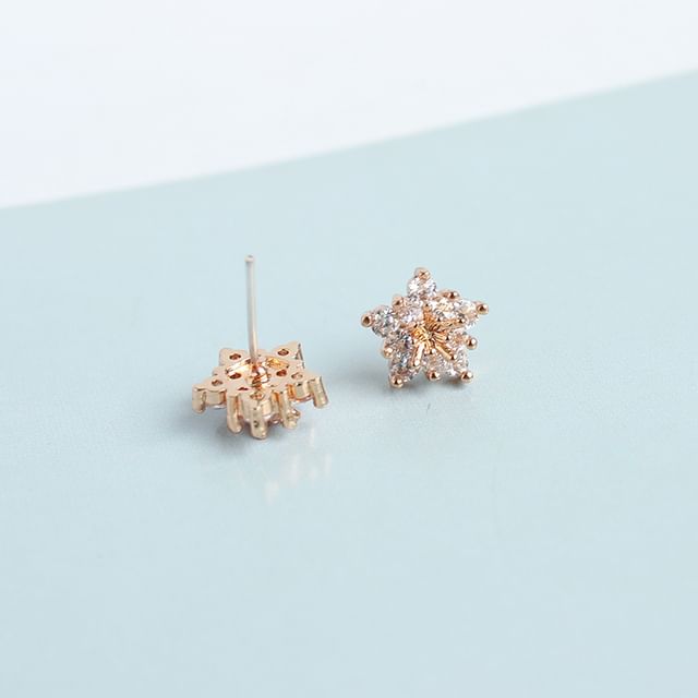 (Various Alloy Earring Rhinestone Designs) Stud Floral