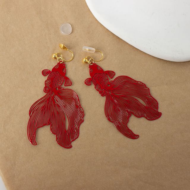 Fish Earrings Hollow Drop
