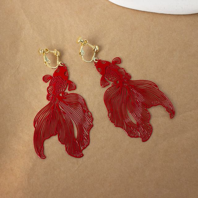 Fish Earrings Hollow Drop