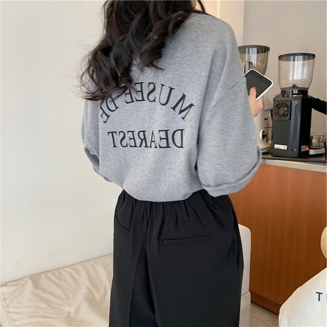 Short-Sleeve Lettering T-Shirt Crew Print Neck