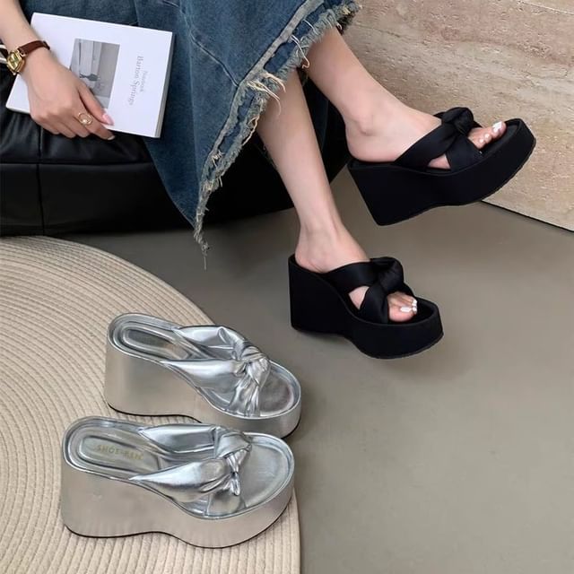 Knot Sandals Heel Slide Wedge Platform