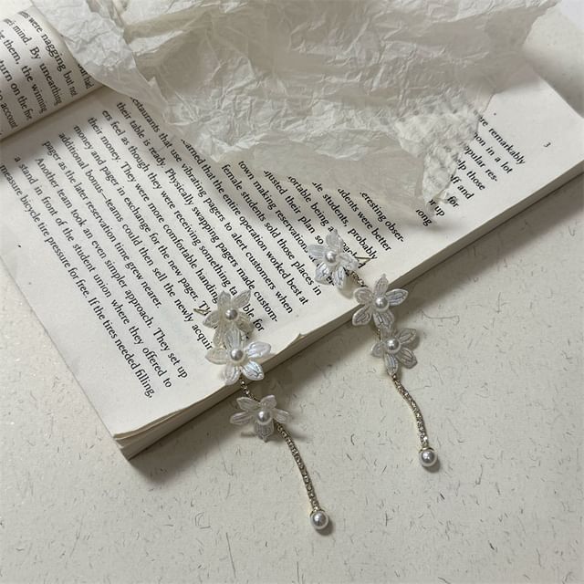 Earring Dangle Stud / Floral Alloy