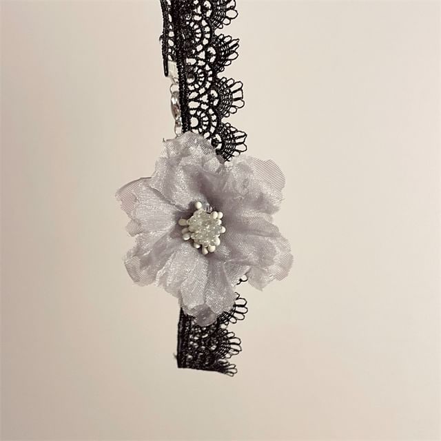 Choker Fabric Floral Lace