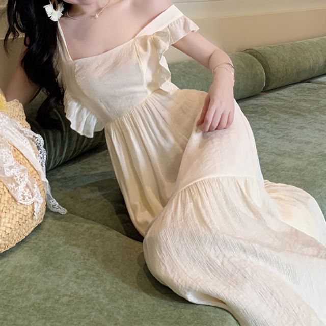 Tie Maxi Spaghetti A-Line Dress Strap Back