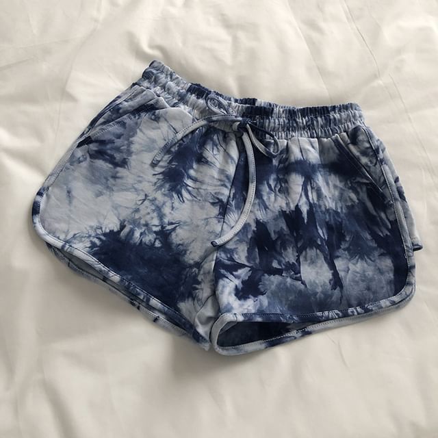 Drawstring Waist Tie Dye Shorts