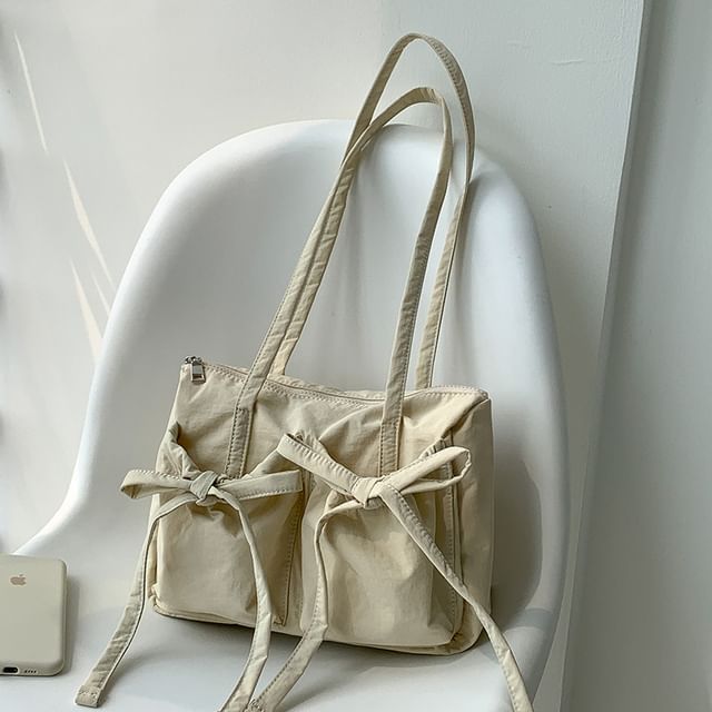 Tote Nylon Bag Accent Plain Bow