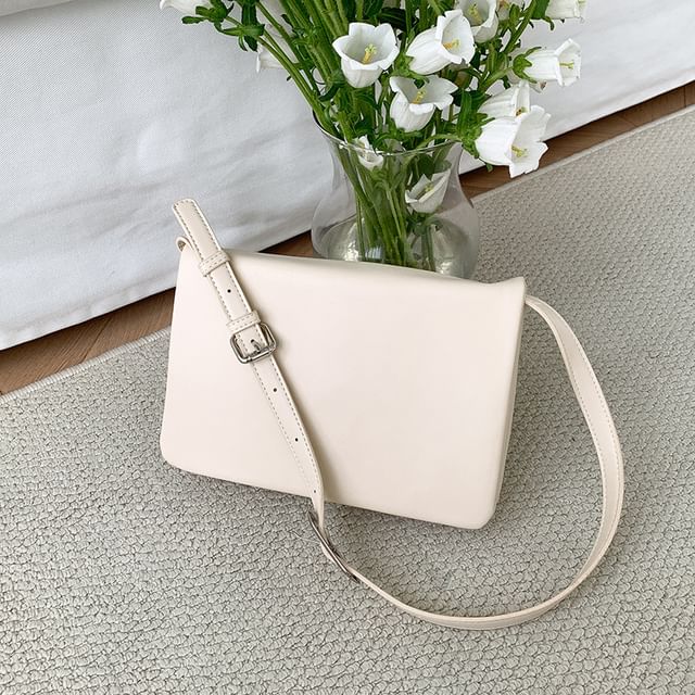 Leather Faux Plain Shoulder Flap Bag