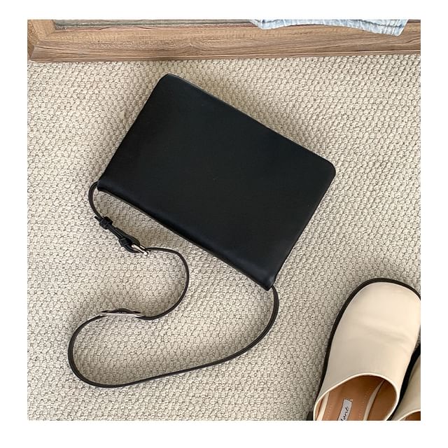 Leather Faux Plain Shoulder Flap Bag