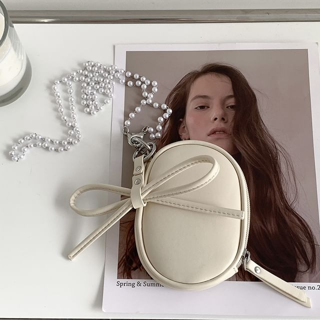 Plain Set: Crossbody Charm Faux + Bag Pearl Leather Strap