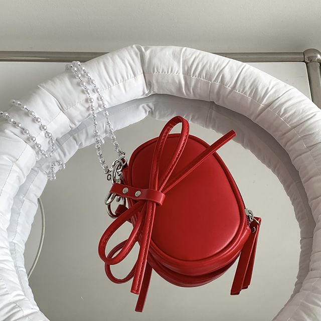 Plain Set: Crossbody Charm Faux + Bag Pearl Leather Strap