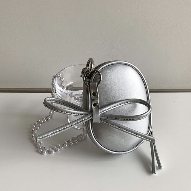 Plain Set: Crossbody Charm Faux + Bag Pearl Leather Strap