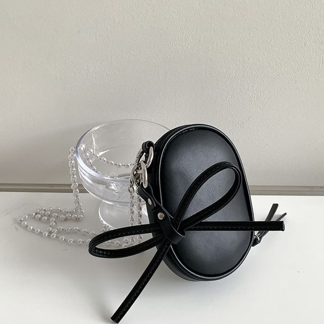 Plain Set: Crossbody Charm Faux + Bag Pearl Leather Strap