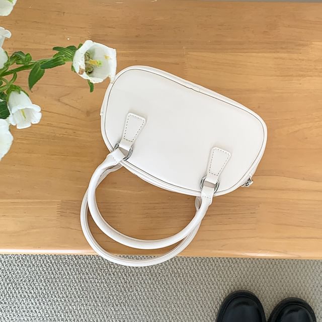 Faux Bowler Bag Plain Leather