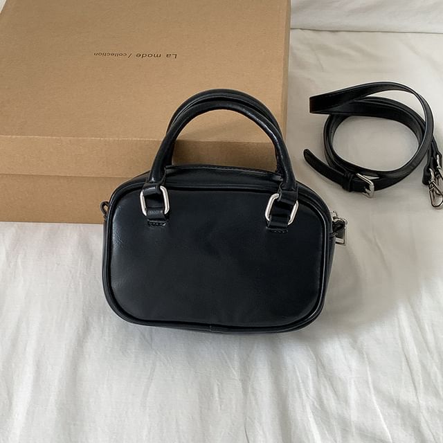 Plain Crossbody Handle Bag Faux Leather Top