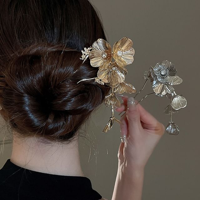 Stick Floral Hair Rhinestone
