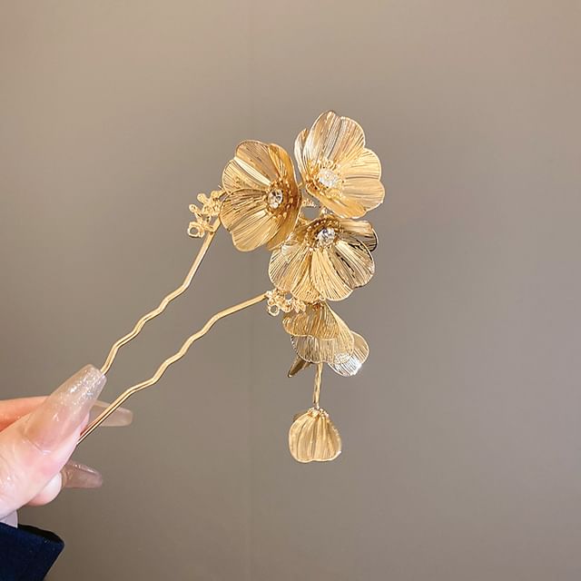 Stick Floral Hair Rhinestone