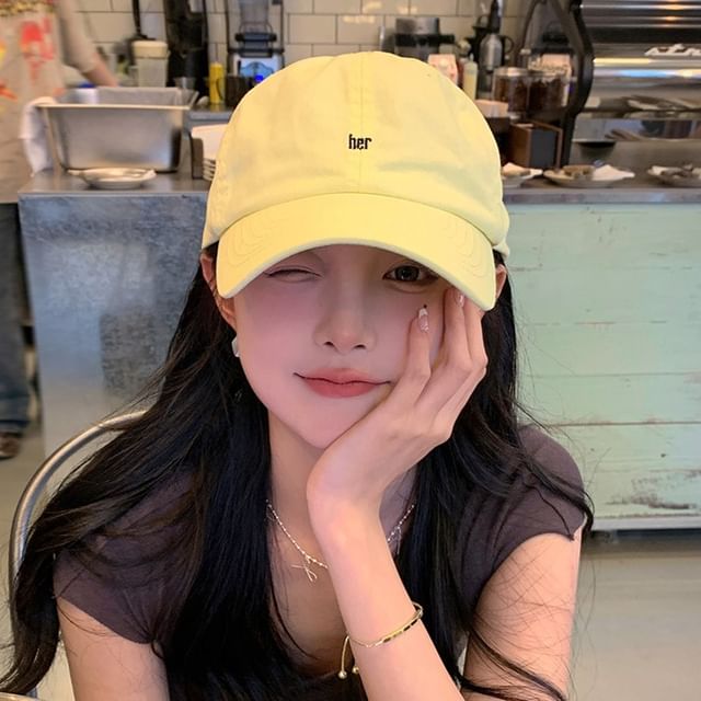 Curved Embroidered Cap Cotton Brim Baseball