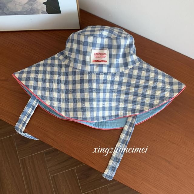 With Bucket Chin Gingham Hat Strap