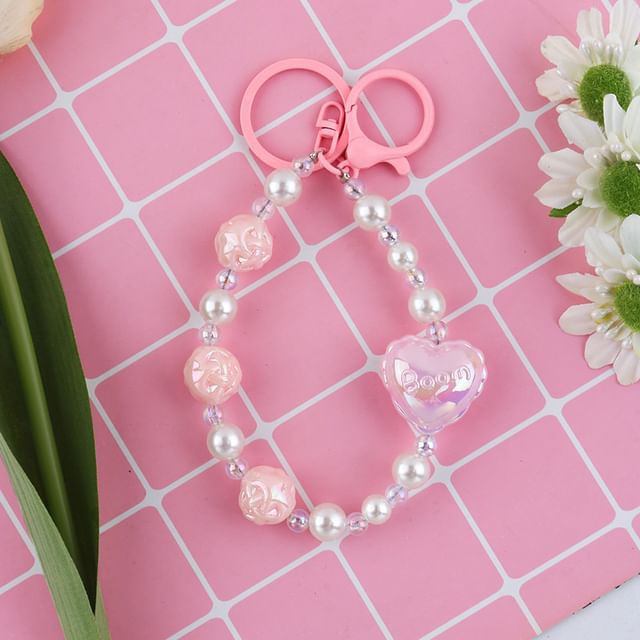 Heart Faux Pearl Keyring