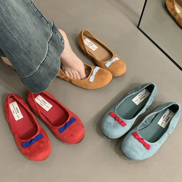 Bow Faux Flats Suede
