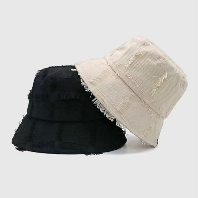 Hat Distressed Bucket Frayed Edge