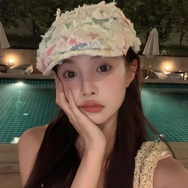 Cabbie Patchwork Hat Newsboy Distressed