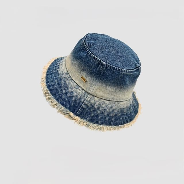 Hat With Bucket Edge Denim Frayed