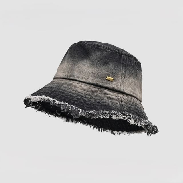 Hat With Bucket Edge Denim Frayed