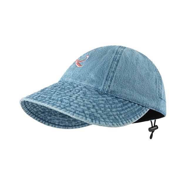 Baseball Embroidered Denim Cap Bow