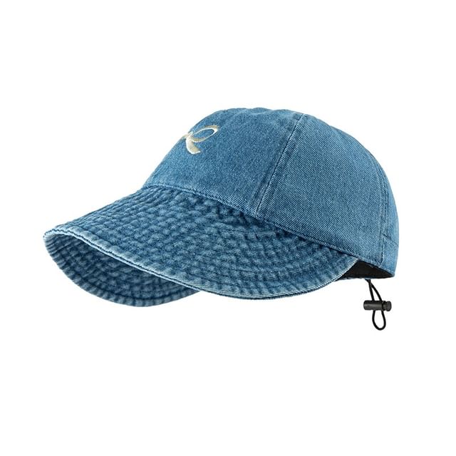 Baseball Embroidered Denim Cap Bow