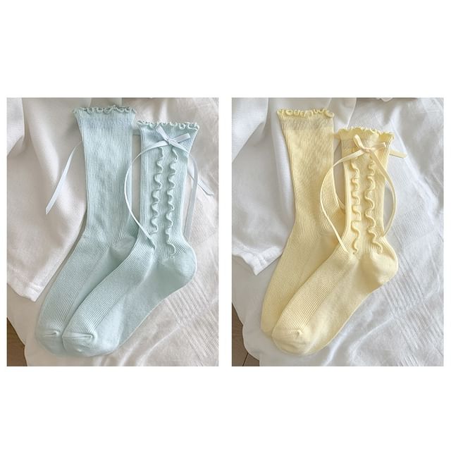 Bow Lettuce Edge Socks / Set