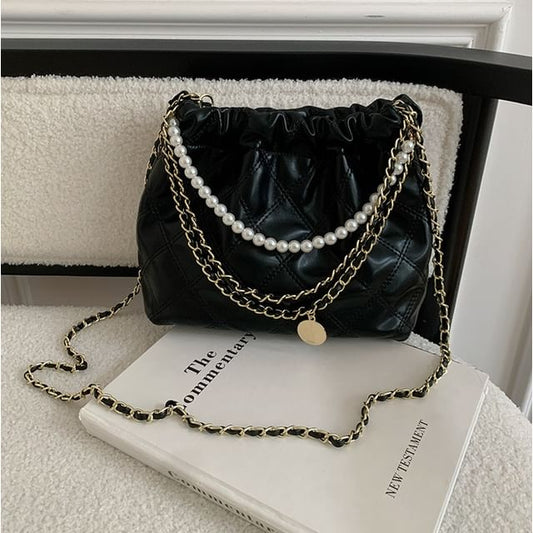 Crossbody Chain Faux Bag Pearl Quilted