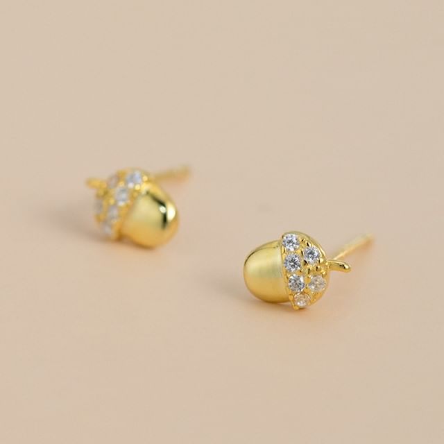 Rhinestone Acorn Stud Earring