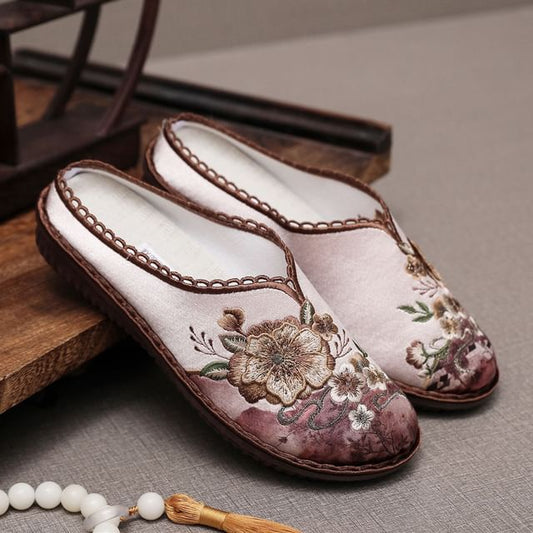 Textile Embroidered Mules
