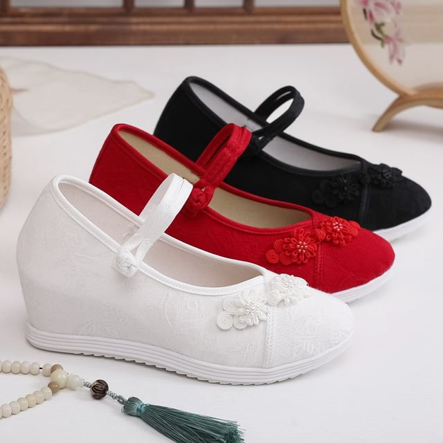 Floral Hidden-Wedge Textile Sandals