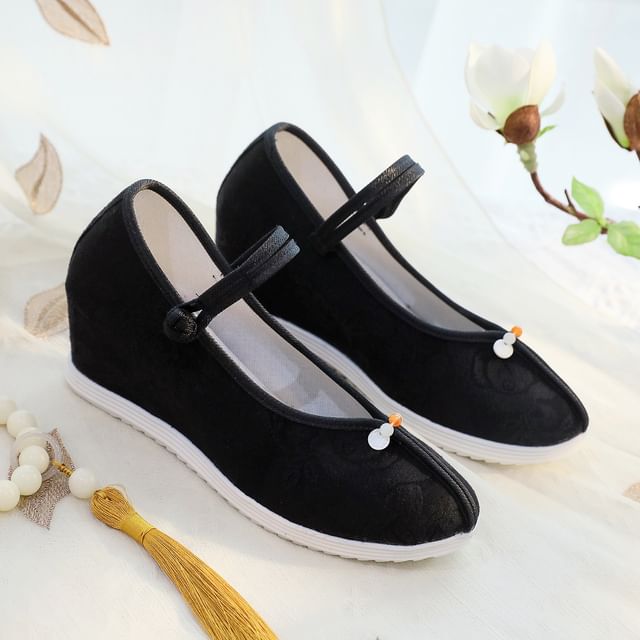 Floral Hidden-Wedge Textile Sandals