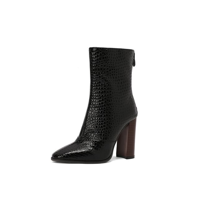 Chunky Boots Short Pointed Toe Heel