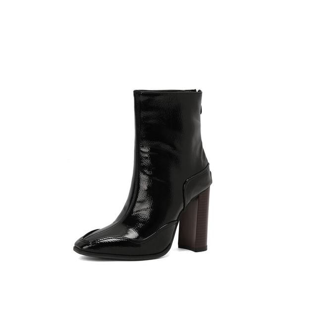 Short Heel Boots Chunky Pointed Toe