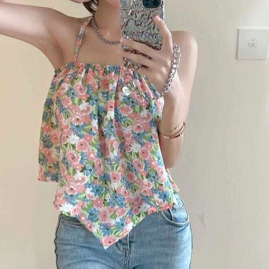 Halter Print Floral Top